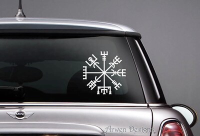 Vegvisir Norse Mythology Viking Vinyl CAR DECAL, Iceland Runic Compass, Pagan Art - image1